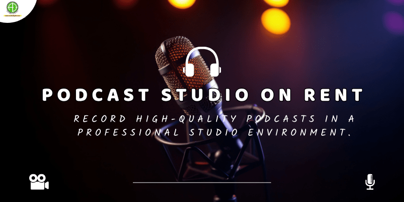 Podcast studio on rent with modern equipment for high-quality audio recording at Acube Digital