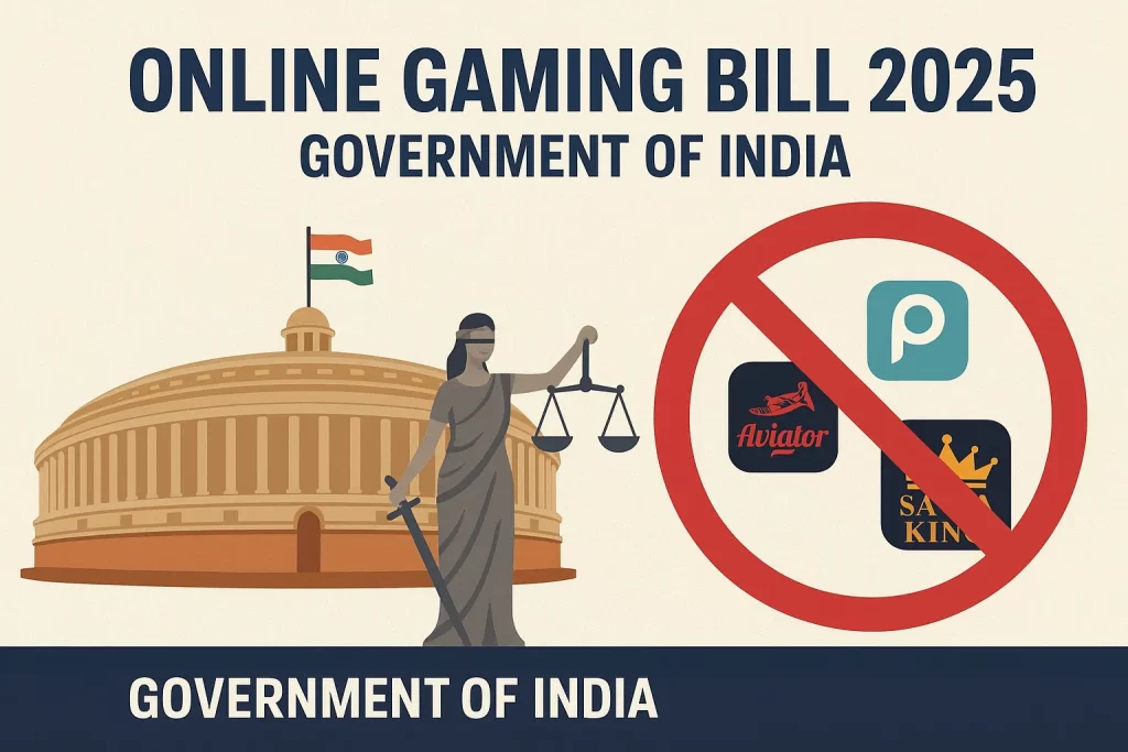 Online Gaming Bill 2025 banning Probo, Aviator, Satta King apps by Government of India